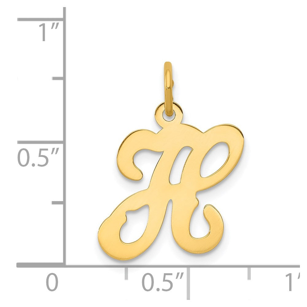 Alternate view of the 14k Yellow Gold, Sophia Collection, Small Script Initial H Pendant by The Black Bow Jewelry Co.
