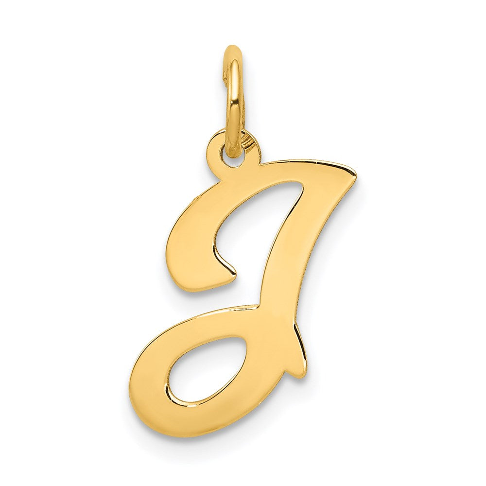 14k Yellow Gold, Sophia Collection, Small Script Initial J Pendant, Item P10436-J by The Black Bow Jewelry Co.