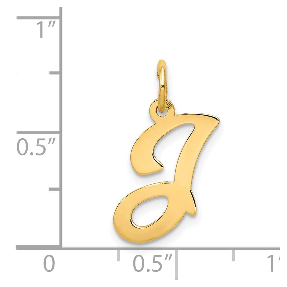 Alternate view of the 14k Yellow Gold, Sophia Collection, Small Script Initial J Pendant by The Black Bow Jewelry Co.