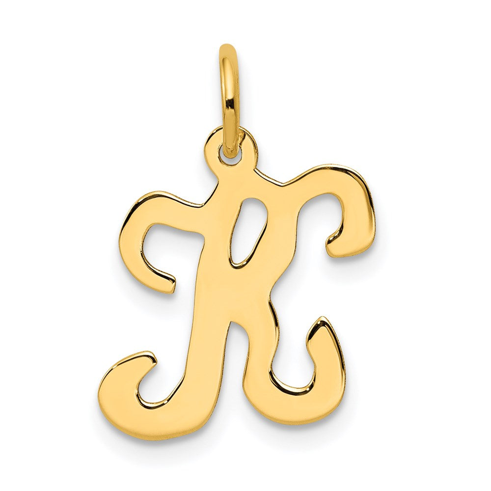 14k Yellow Gold, Sophia Collection, Small Script Initial K Pendant, Item P10436-K by The Black Bow Jewelry Co.