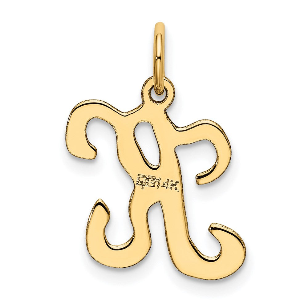 Alternate view of the 14k Yellow Gold, Sophia Collection, Small Script Initial K Pendant by The Black Bow Jewelry Co.