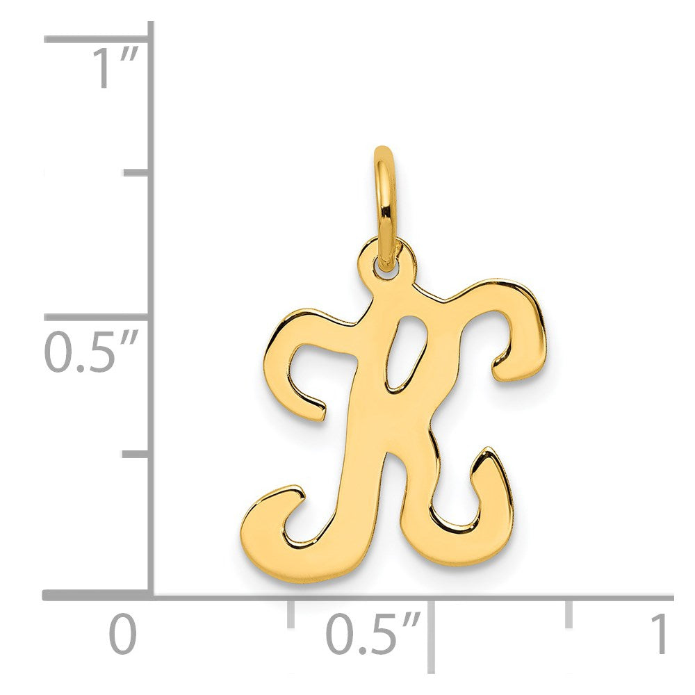 Alternate view of the 14k Yellow Gold, Sophia Collection, Small Script Initial K Pendant by The Black Bow Jewelry Co.