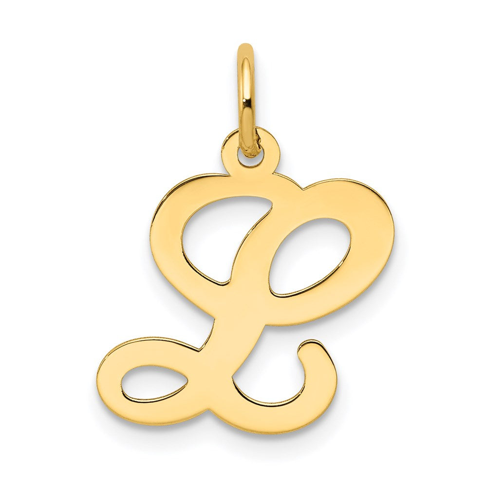 14k Yellow Gold, Sophia Collection, Small Script Initial L Pendant, Item P10436-L by The Black Bow Jewelry Co.