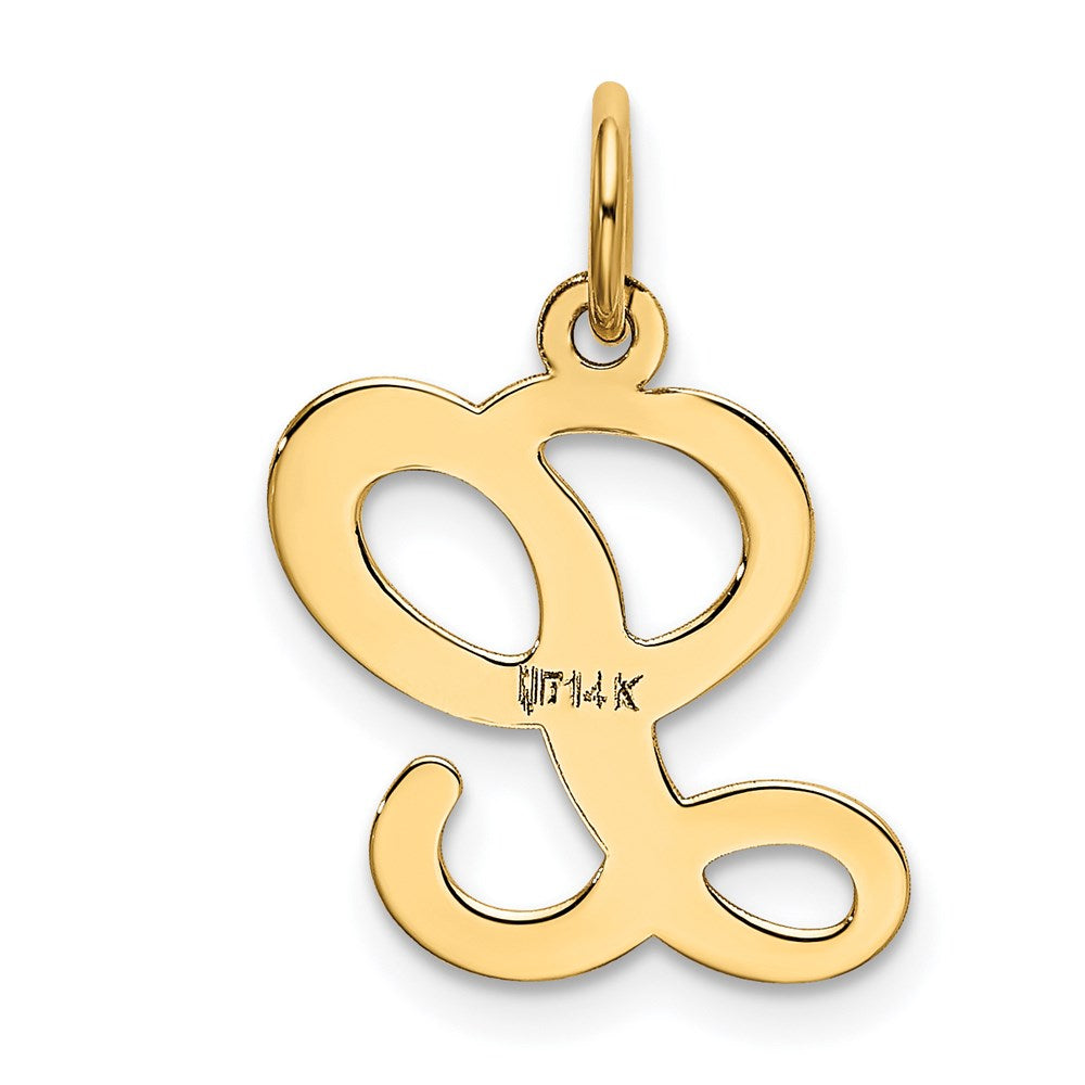 Alternate view of the 14k Yellow Gold, Sophia Collection, Small Script Initial L Pendant by The Black Bow Jewelry Co.