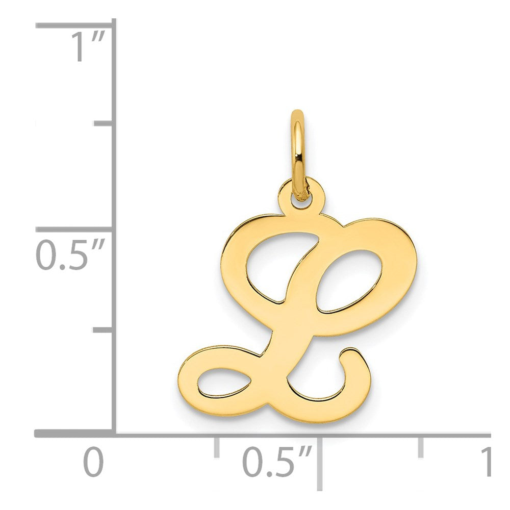 Alternate view of the 14k Yellow Gold, Sophia Collection, Small Script Initial L Pendant by The Black Bow Jewelry Co.