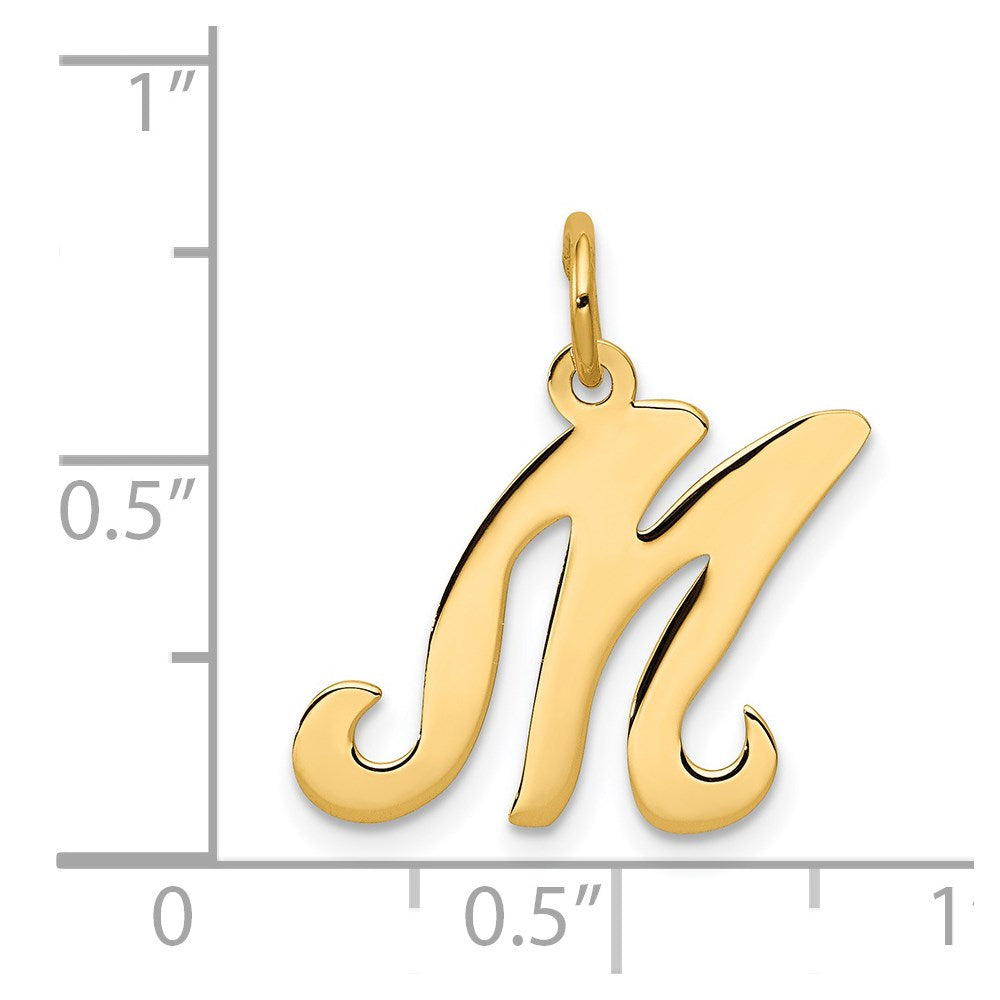 Alternate view of the 14k Yellow Gold, Sophia Collection, Small Script Initial M Pendant by The Black Bow Jewelry Co.