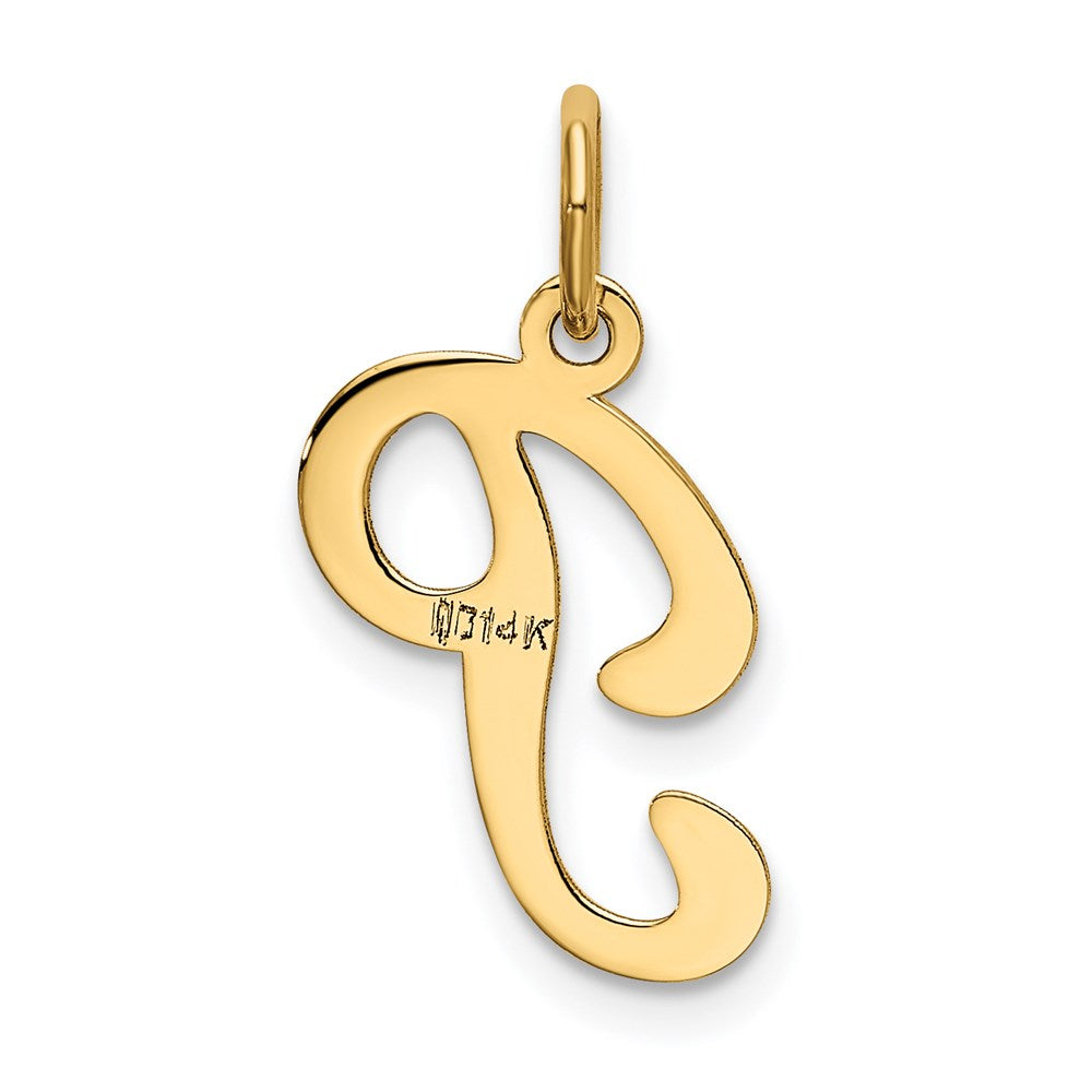 Alternate view of the 14k Yellow Gold, Sophia Collection, Small Script Initial P Pendant by The Black Bow Jewelry Co.