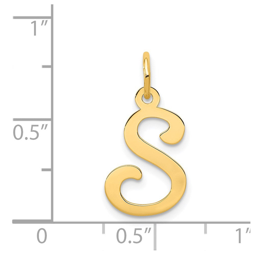 Alternate view of the 14k Yellow Gold, Sophia Collection, Small Script Initial S Pendant by The Black Bow Jewelry Co.