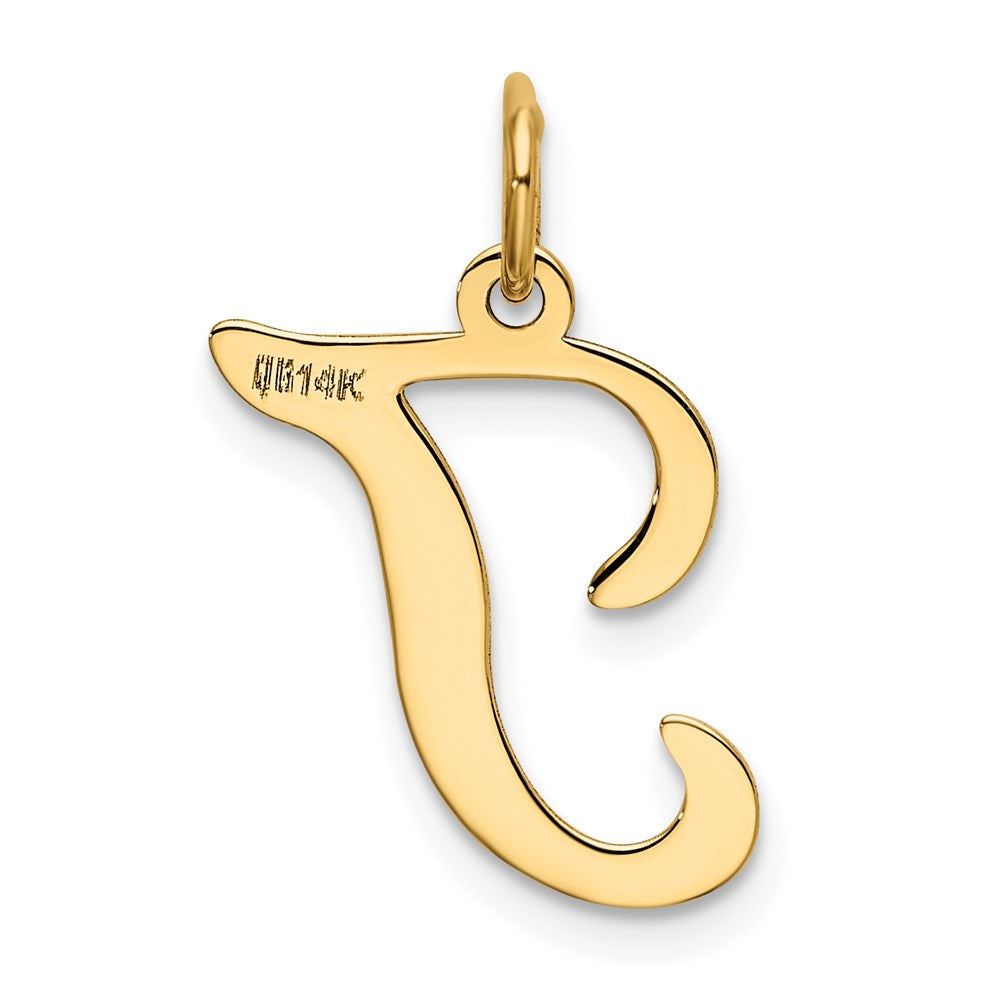 Alternate view of the 14k Yellow Gold, Sophia Collection, Small Script Initial T Pendant by The Black Bow Jewelry Co.