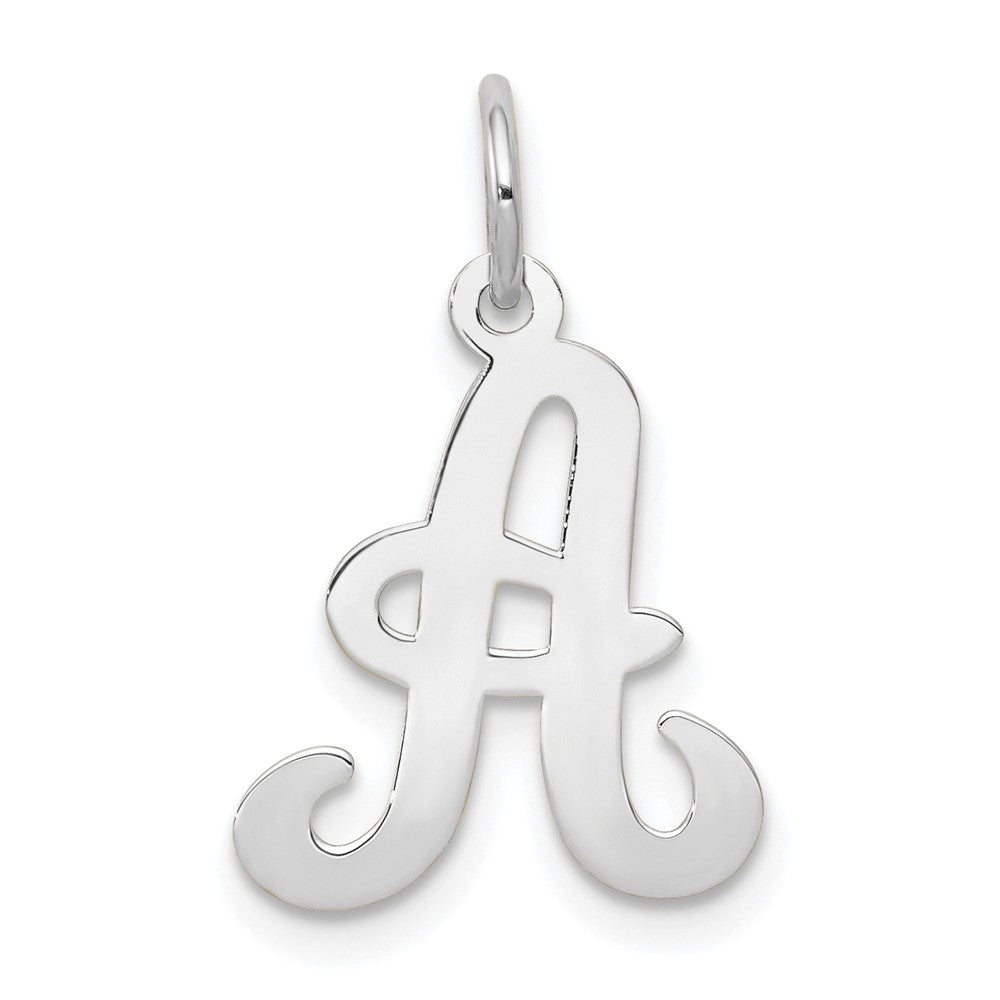 14k White Gold, Sophia Collection, Small Script Initial A Pendant, Item P10437-A by The Black Bow Jewelry Co.
