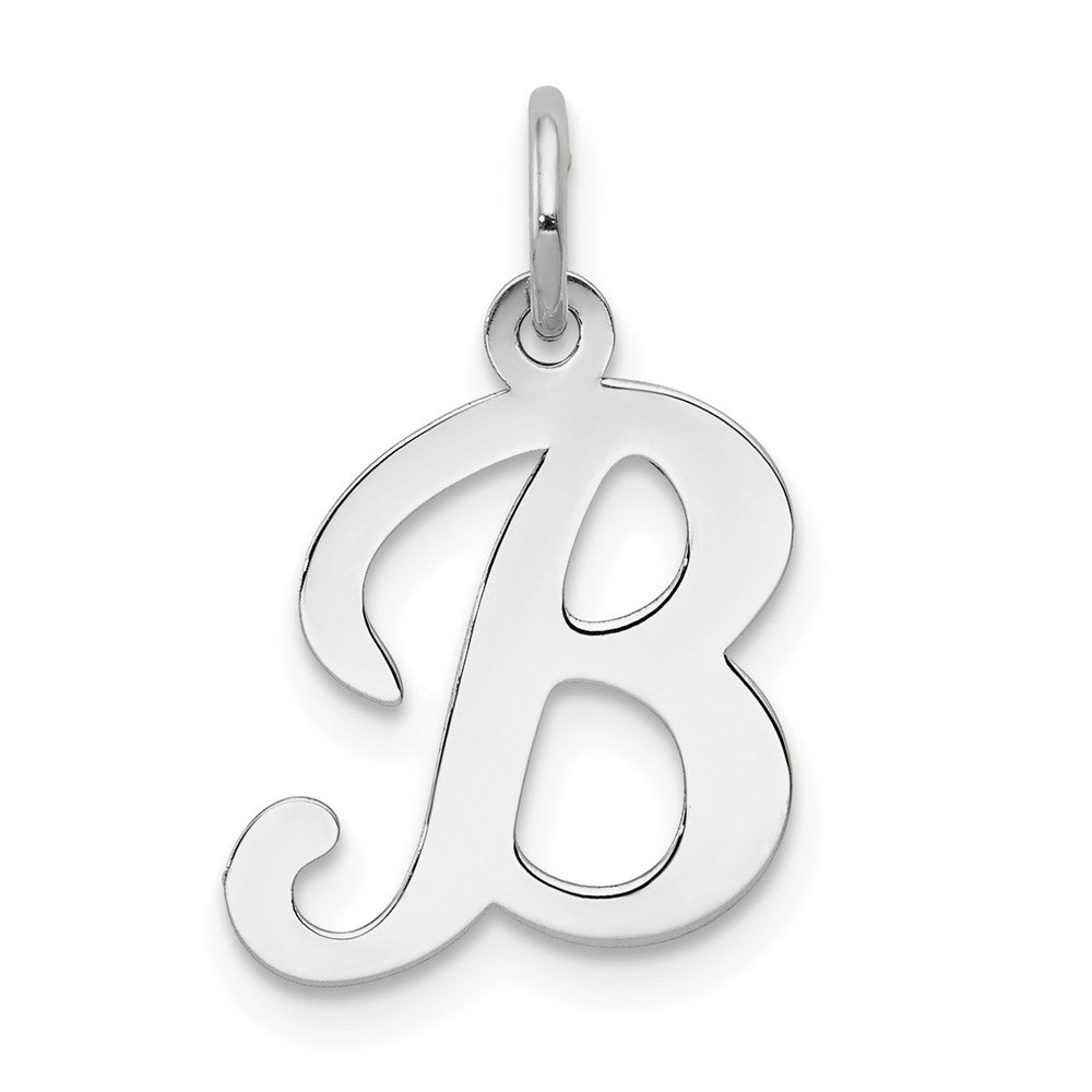 14k White Gold, Sophia Collection, Small Script Initial B Pendant, Item P10437-B by The Black Bow Jewelry Co.