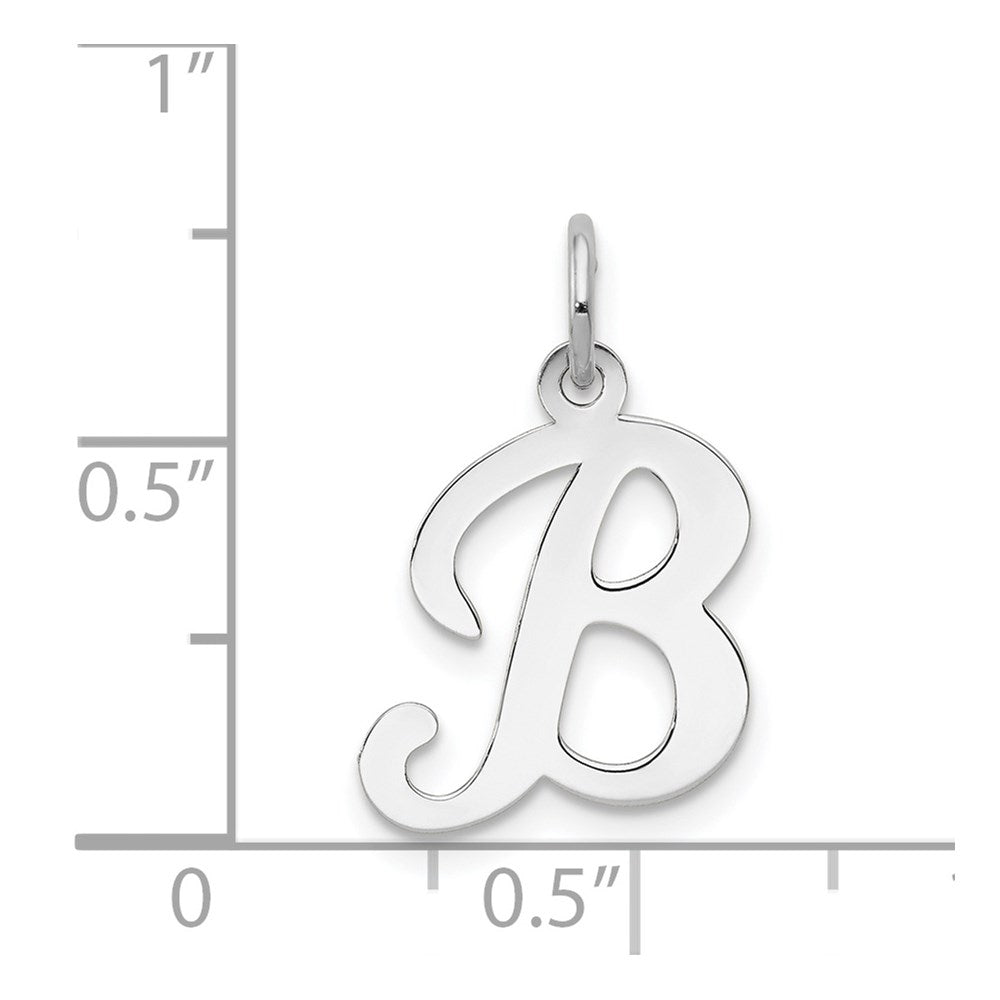 Alternate view of the 14k White Gold, Sophia Collection, Small Script Initial B Pendant by The Black Bow Jewelry Co.