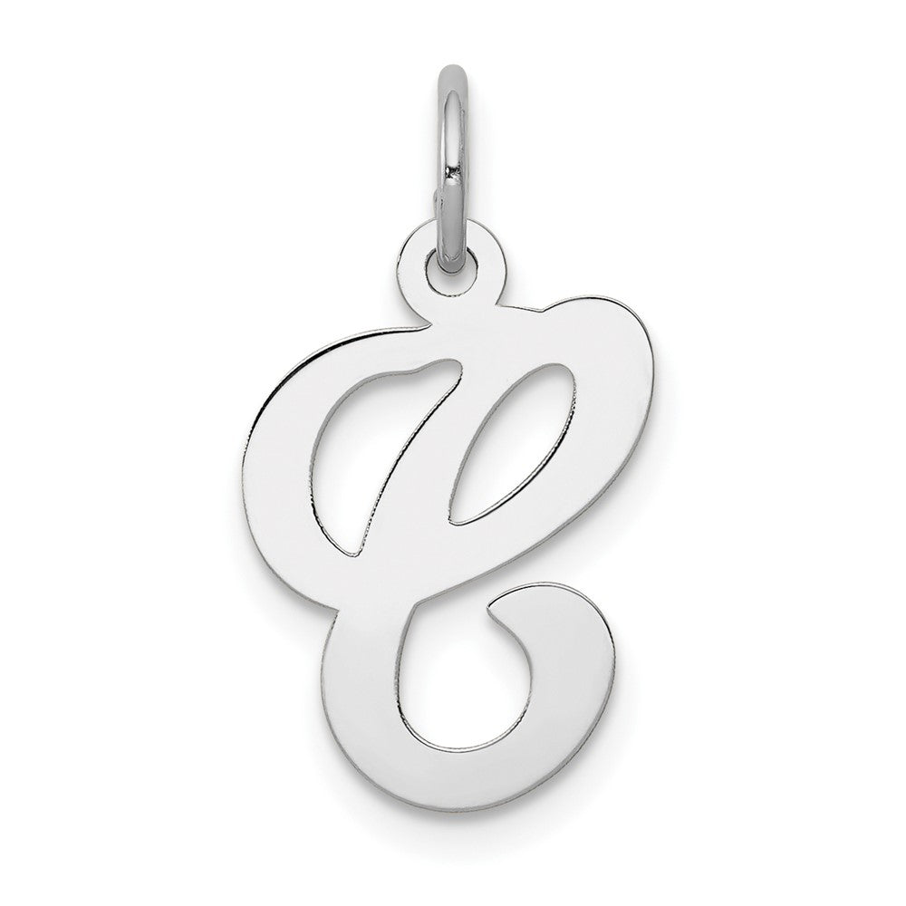 14k White Gold, Sophia Collection, Small Script Initial C Pendant, Item P10437-C by The Black Bow Jewelry Co.