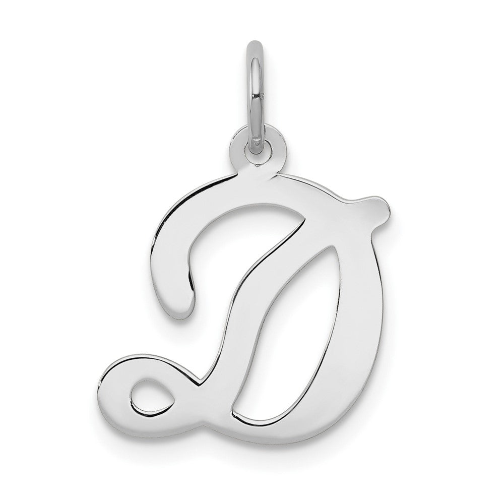 14k White Gold, Sophia Collection, Small Script Initial D Pendant, Item P10437-D by The Black Bow Jewelry Co.
