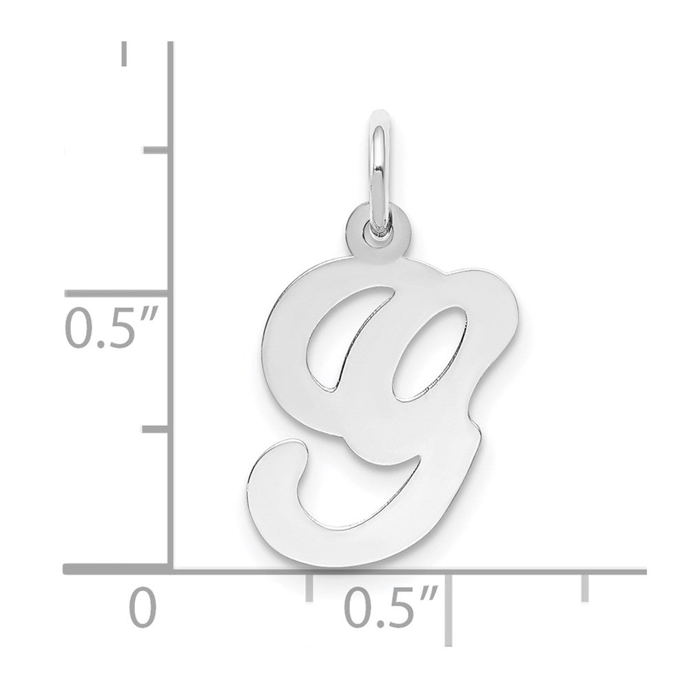 Alternate view of the 14k White Gold, Sophia Collection, Small Script Initial G Pendant by The Black Bow Jewelry Co.