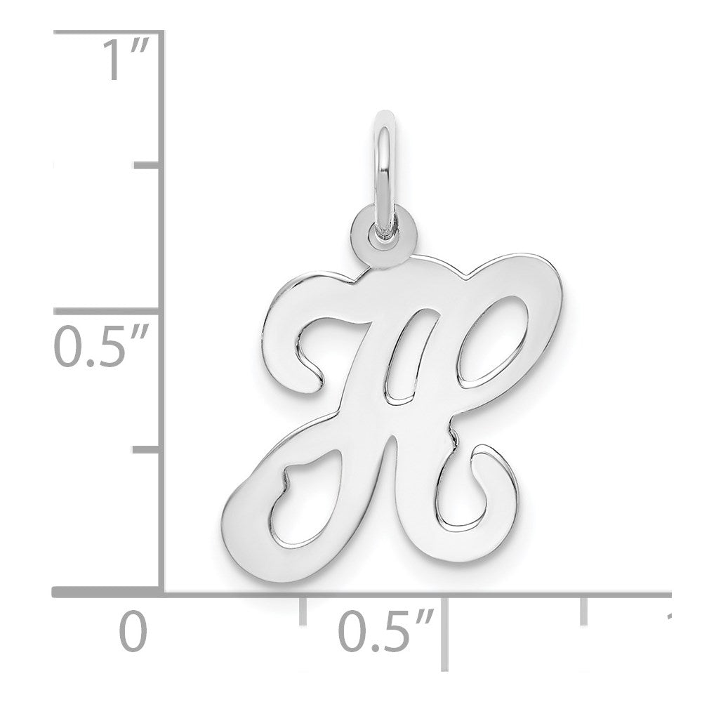Alternate view of the 14k White Gold, Sophia Collection, Small Script Initial H Pendant by The Black Bow Jewelry Co.