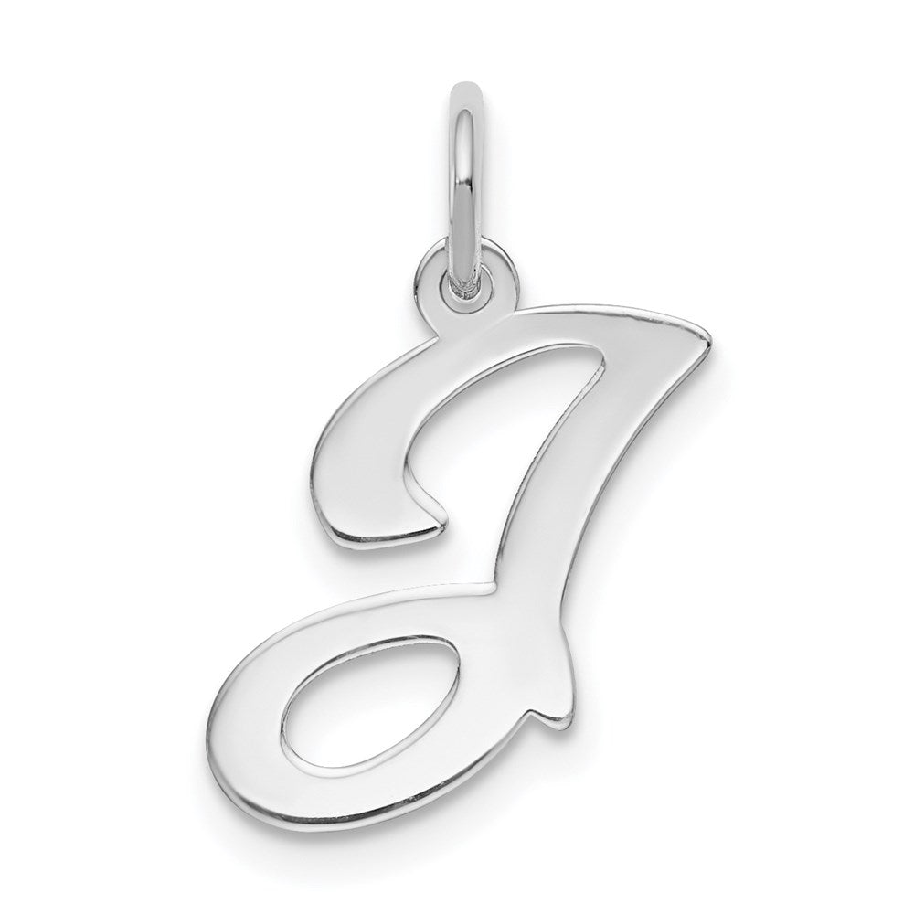 14k White Gold, Sophia Collection, Small Script Initial J Pendant, Item P10437-J by The Black Bow Jewelry Co.