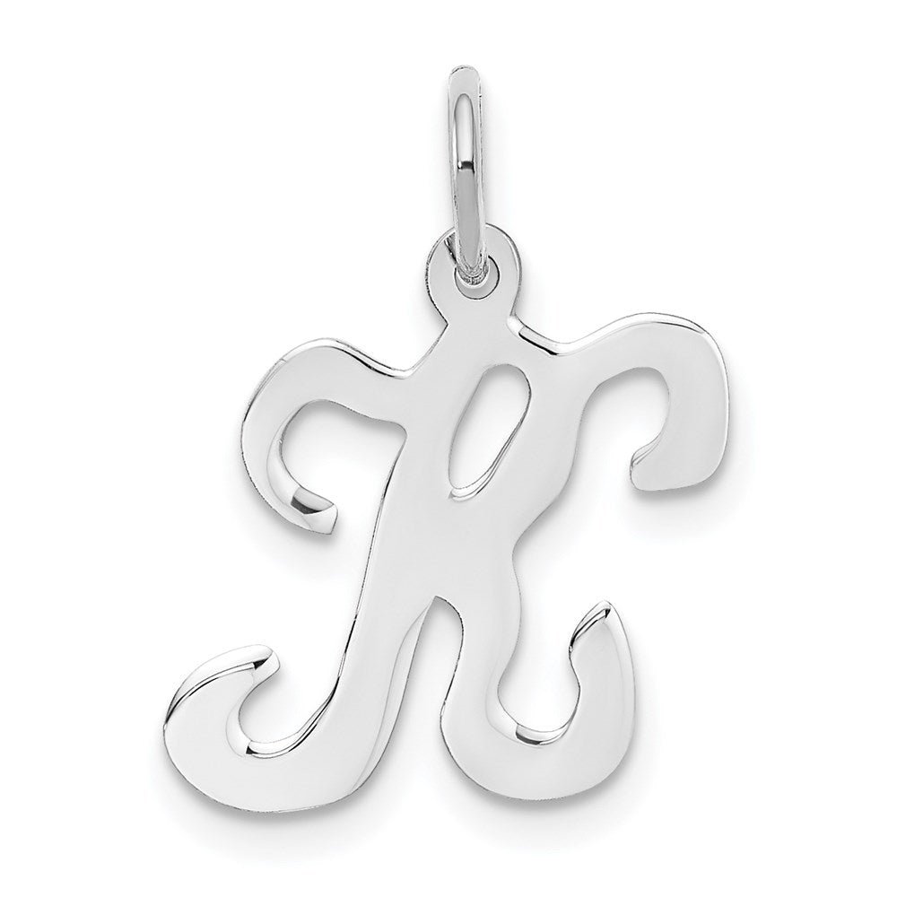 14k White Gold, Sophia Collection, Small Script Initial K Pendant, Item P10437-K by The Black Bow Jewelry Co.