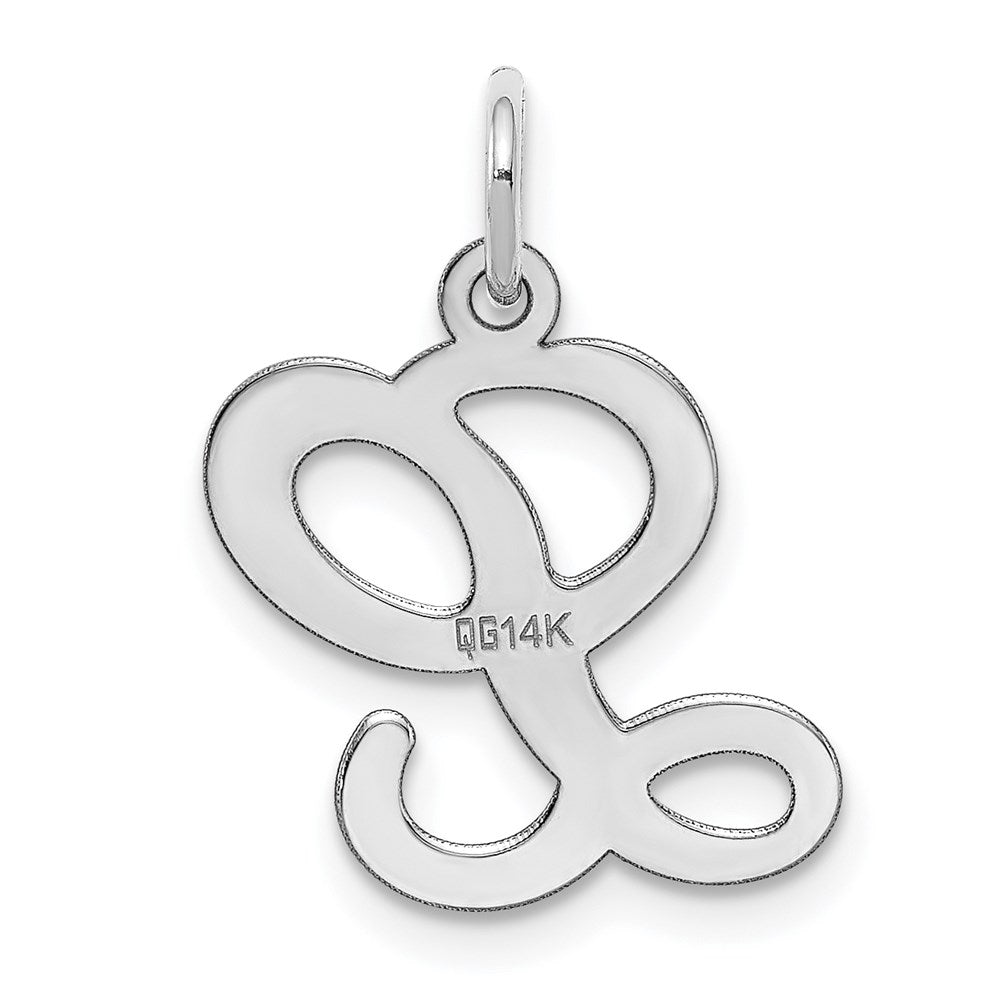 Alternate view of the 14k White Gold, Sophia Collection, Small Script Initial L Pendant by The Black Bow Jewelry Co.