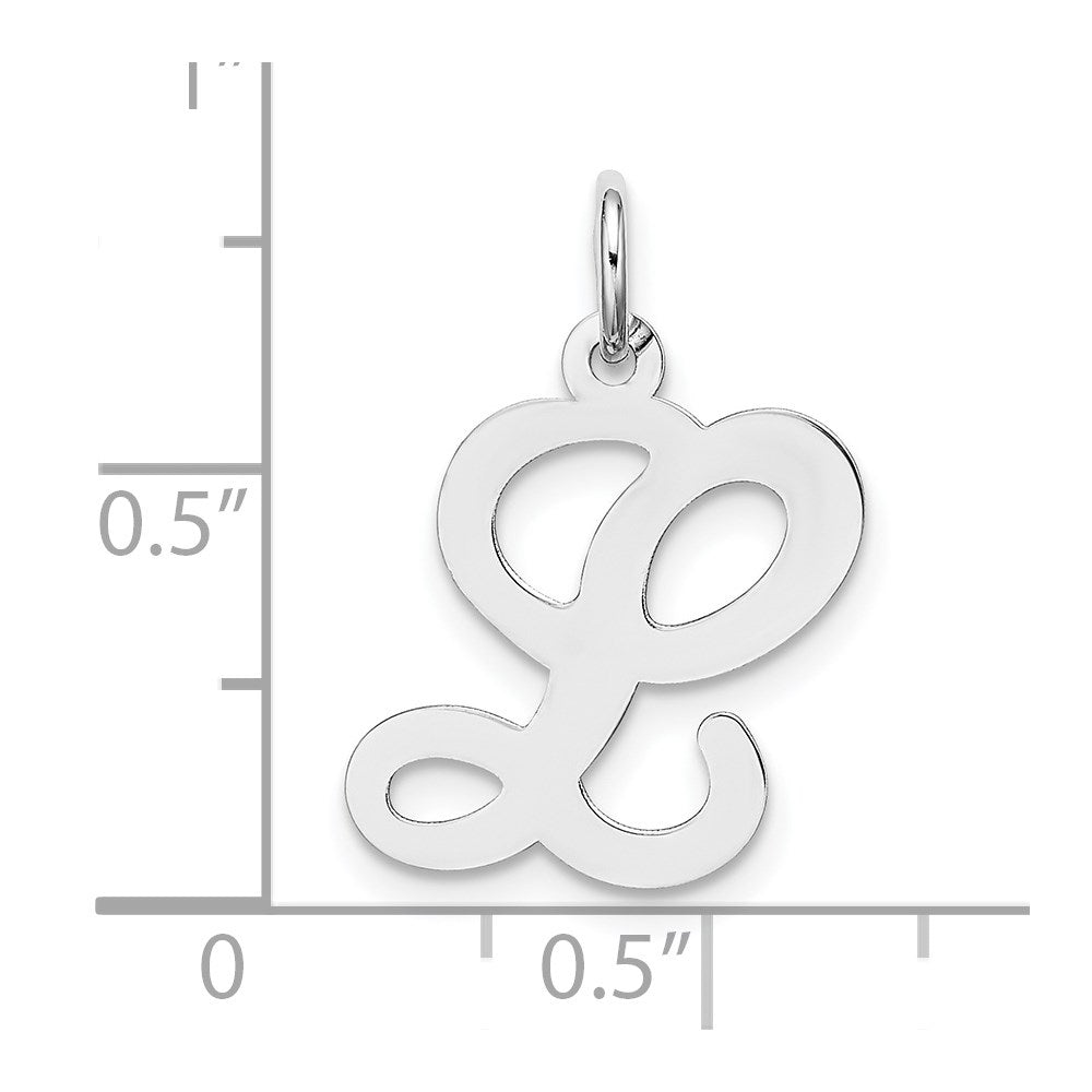 Alternate view of the 14k White Gold, Sophia Collection, Small Script Initial L Pendant by The Black Bow Jewelry Co.