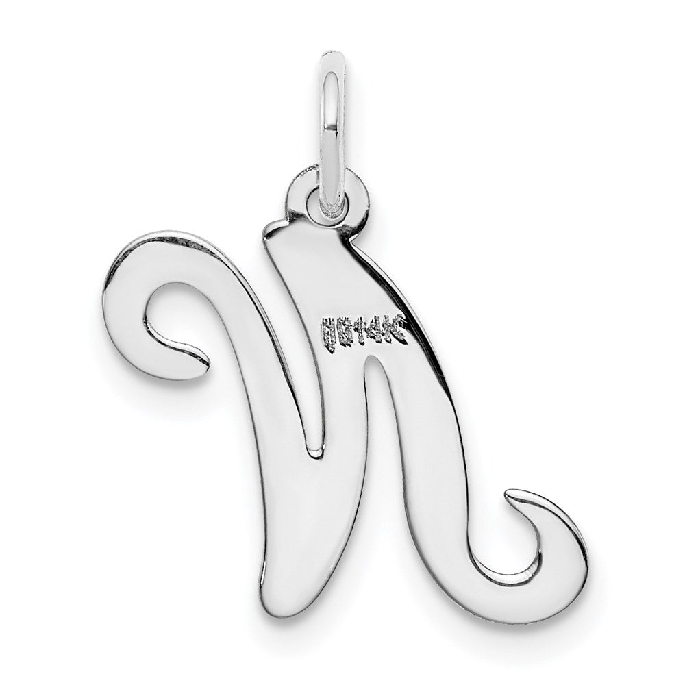 Alternate view of the 14k White Gold, Sophia Collection, Small Script Initial N Pendant by The Black Bow Jewelry Co.