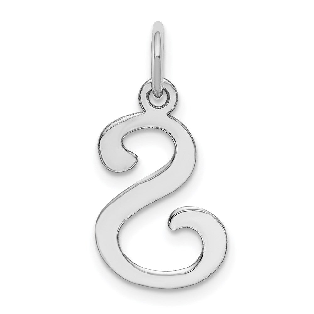 Alternate view of the 14k White Gold, Sophia Collection, Small Script Initial S Pendant by The Black Bow Jewelry Co.