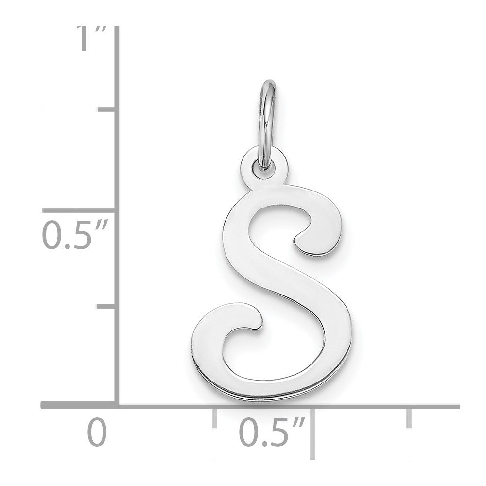 Alternate view of the 14k White Gold, Sophia Collection, Small Script Initial S Pendant by The Black Bow Jewelry Co.