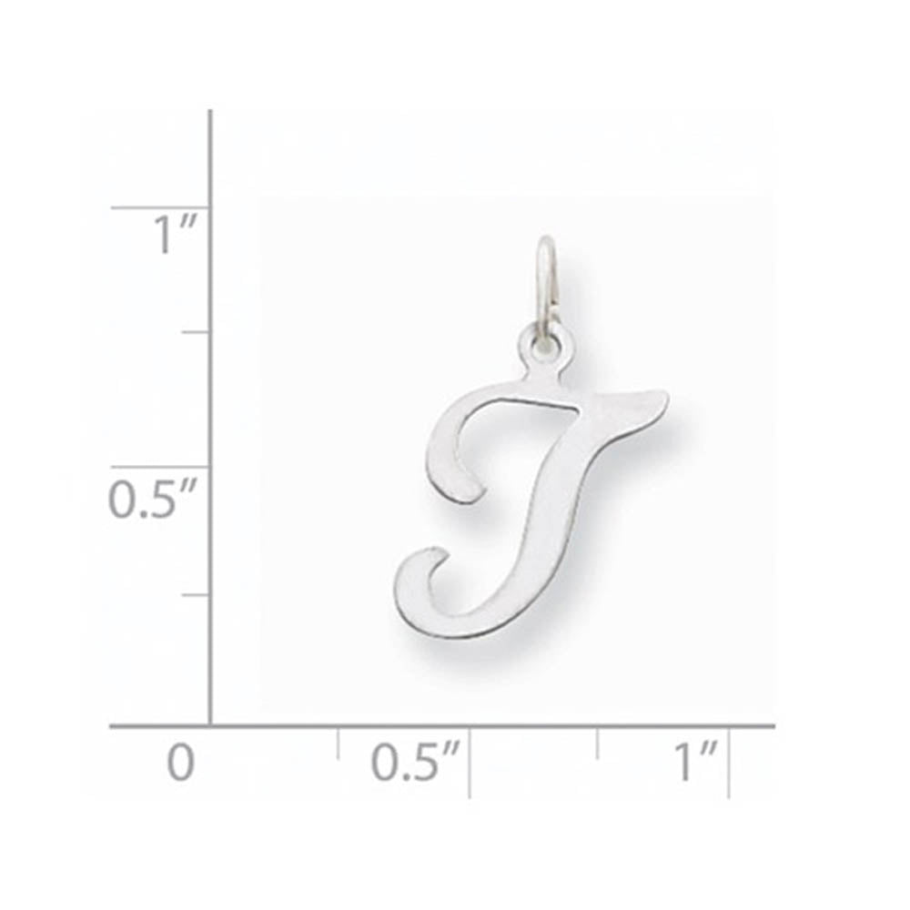 Alternate view of the 14k White Gold, Sophia Collection, Small Script Initial T Pendant by The Black Bow Jewelry Co.