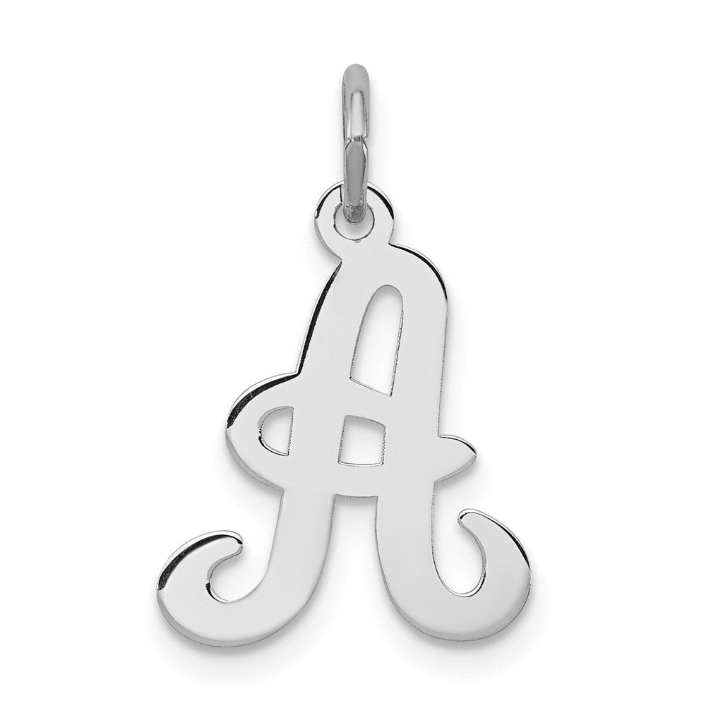 Sterling Silver, Sophia Collection, Small Script Initial A Pendant, Item P10438-A by The Black Bow Jewelry Co.