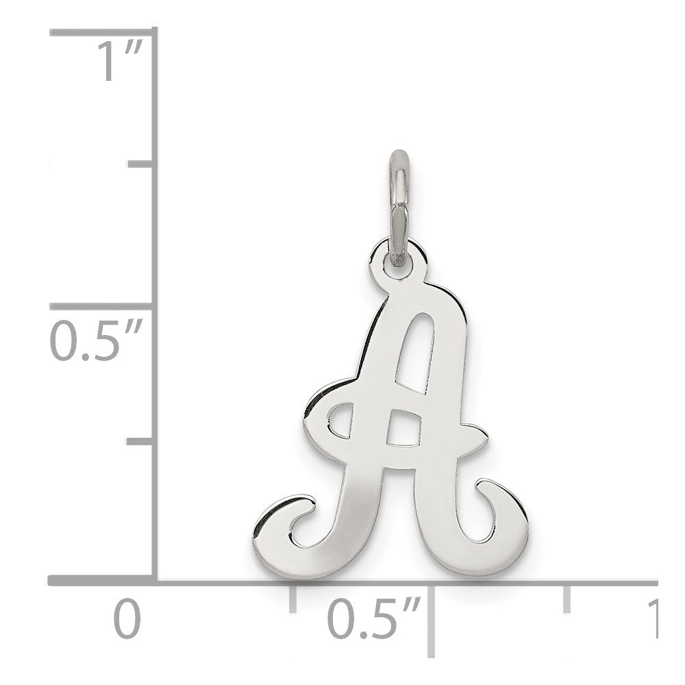 Alternate view of the Sterling Silver, Sophia Collection, Small Script Initial A Pendant by The Black Bow Jewelry Co.