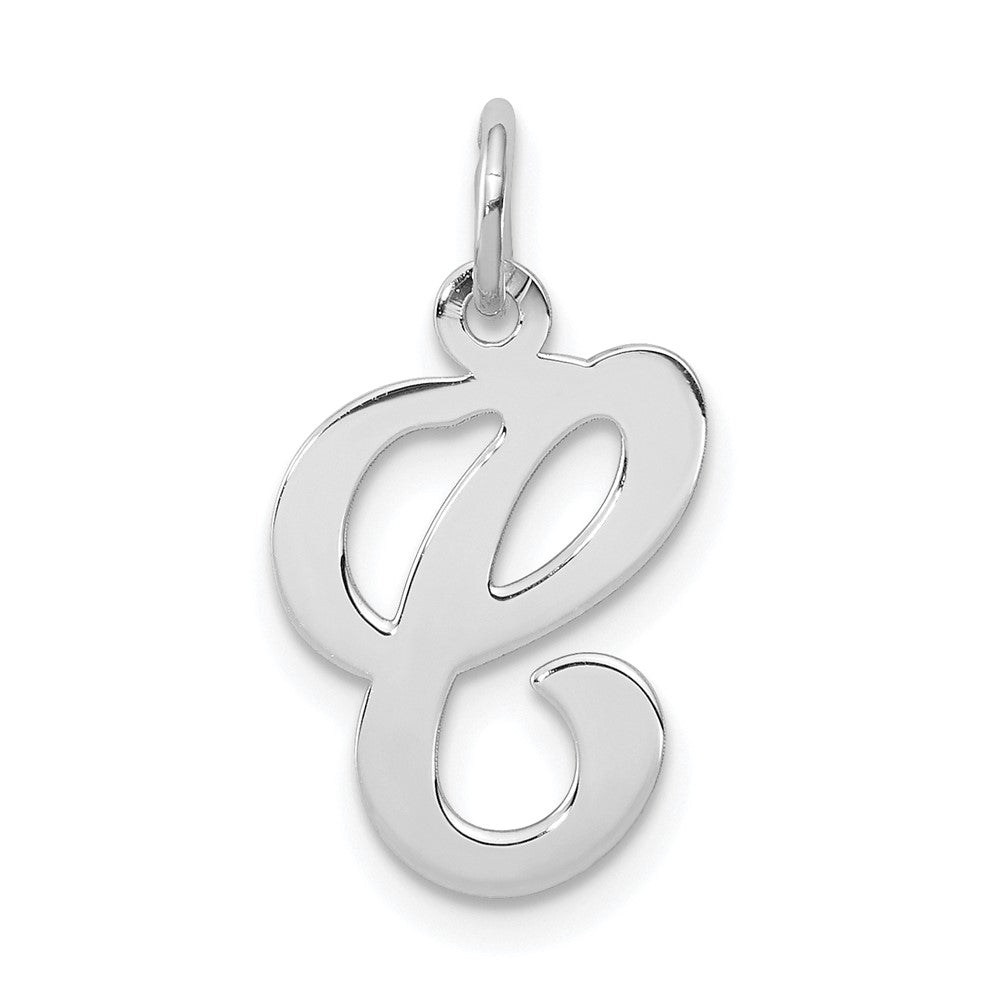 Sterling Silver, Sophia Collection, Small Script Initial C Pendant, Item P10438-C by The Black Bow Jewelry Co.