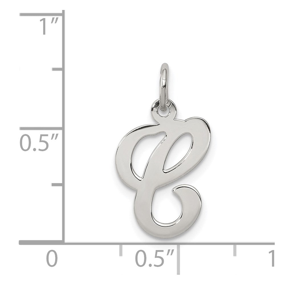 Alternate view of the Sterling Silver, Sophia Collection, Small Script Initial C Pendant by The Black Bow Jewelry Co.