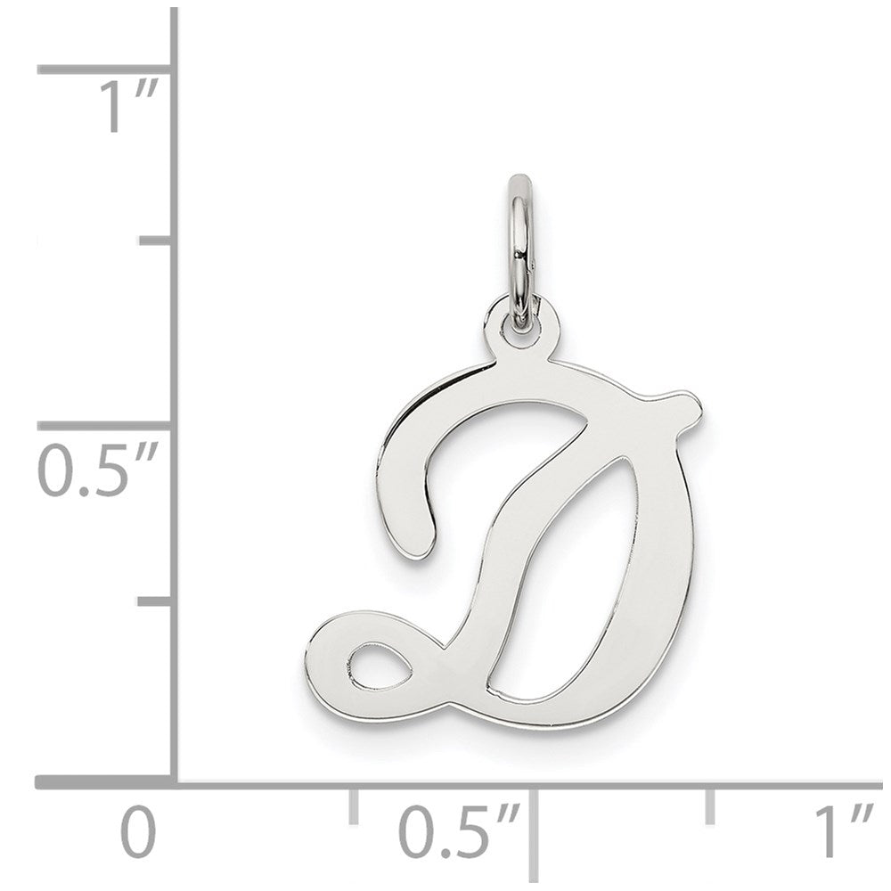 Alternate view of the Sterling Silver, Sophia Collection, Small Script Initial D Pendant by The Black Bow Jewelry Co.