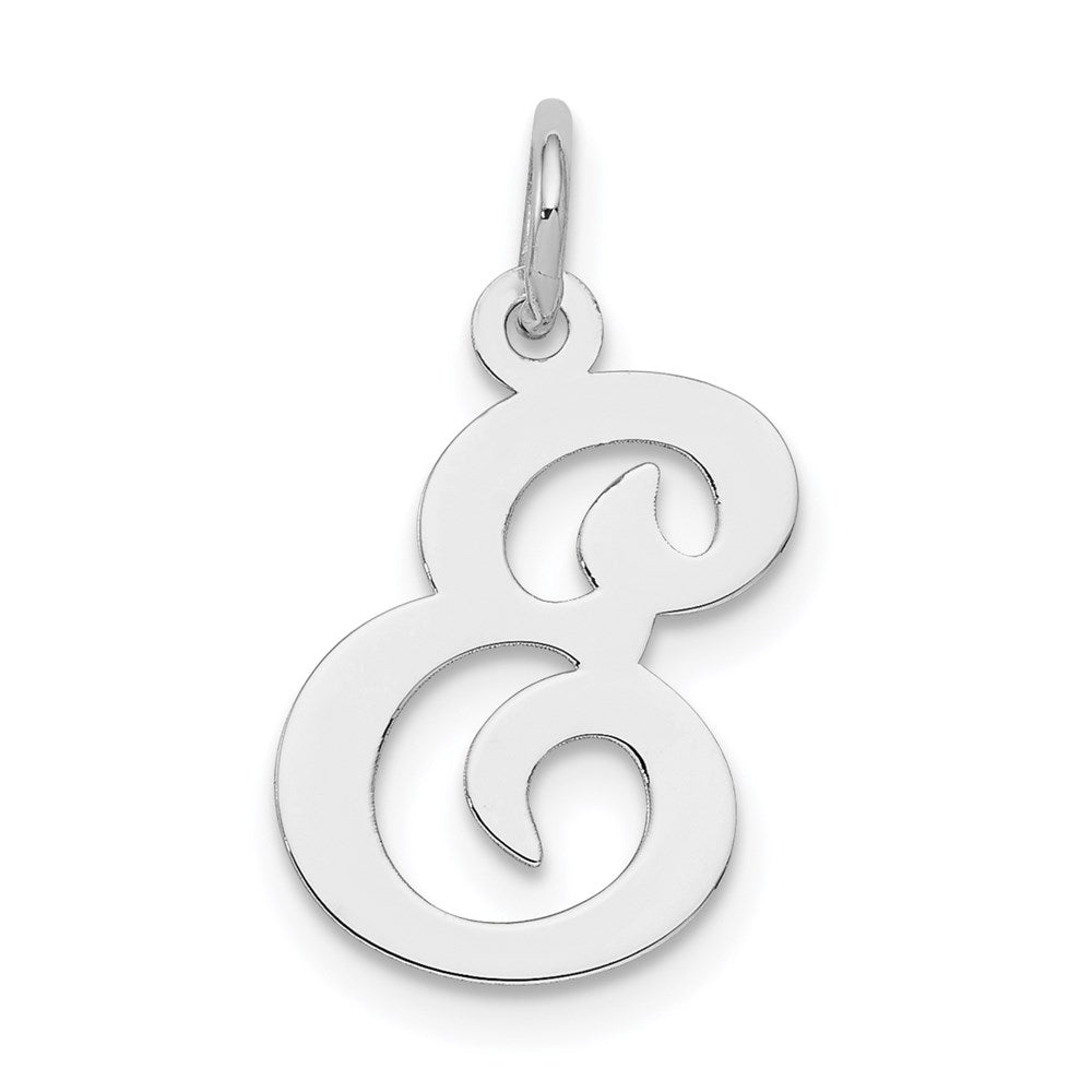 Sterling Silver, Sophia Collection, Small Script Initial E Pendant, Item P10438-E by The Black Bow Jewelry Co.