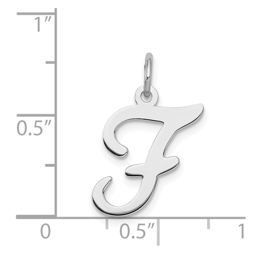 Alternate view of the Sterling Silver, Sophia Collection, Small Script Initial F Pendant by The Black Bow Jewelry Co.