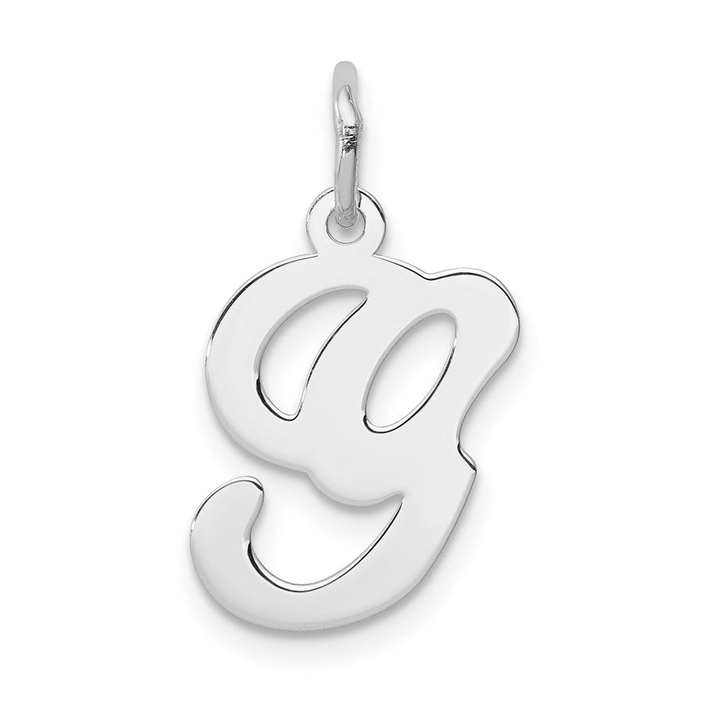 Sterling Silver, Sophia Collection, Small Script Initial G Pendant, Item P10438-G by The Black Bow Jewelry Co.