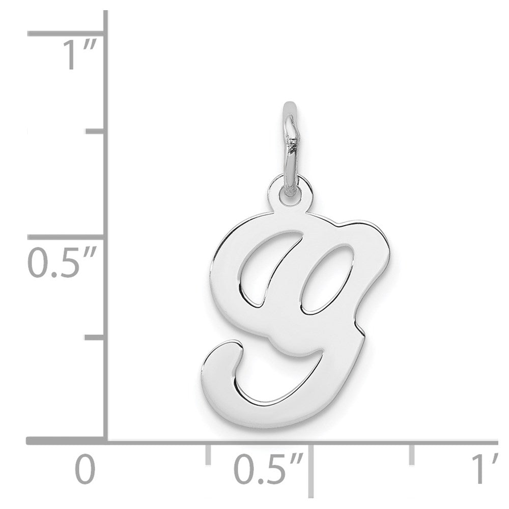 Alternate view of the Sterling Silver, Sophia Collection, Small Script Initial G Pendant by The Black Bow Jewelry Co.