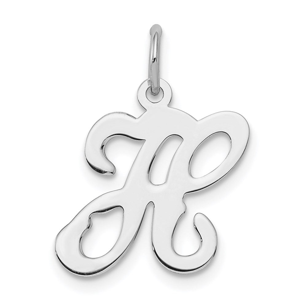 Sterling Silver, Sophia Collection, Small Script Initial H Pendant, Item P10438-H by The Black Bow Jewelry Co.