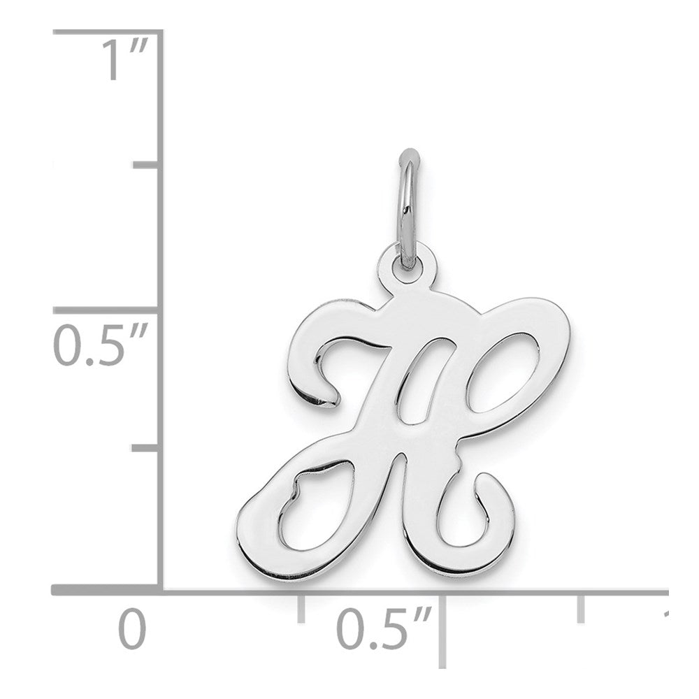 Alternate view of the Sterling Silver, Sophia Collection, Small Script Initial H Pendant by The Black Bow Jewelry Co.