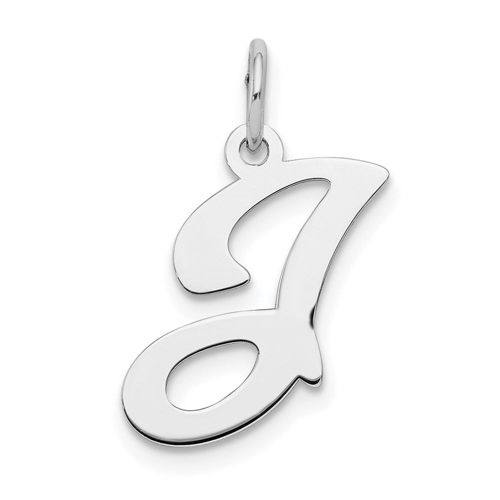 Sterling Silver, Sophia Collection, Small Script Initial J Pendant, Item P10438-J by The Black Bow Jewelry Co.