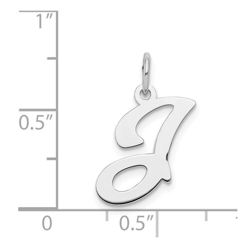 Alternate view of the Sterling Silver, Sophia Collection, Small Script Initial J Pendant by The Black Bow Jewelry Co.