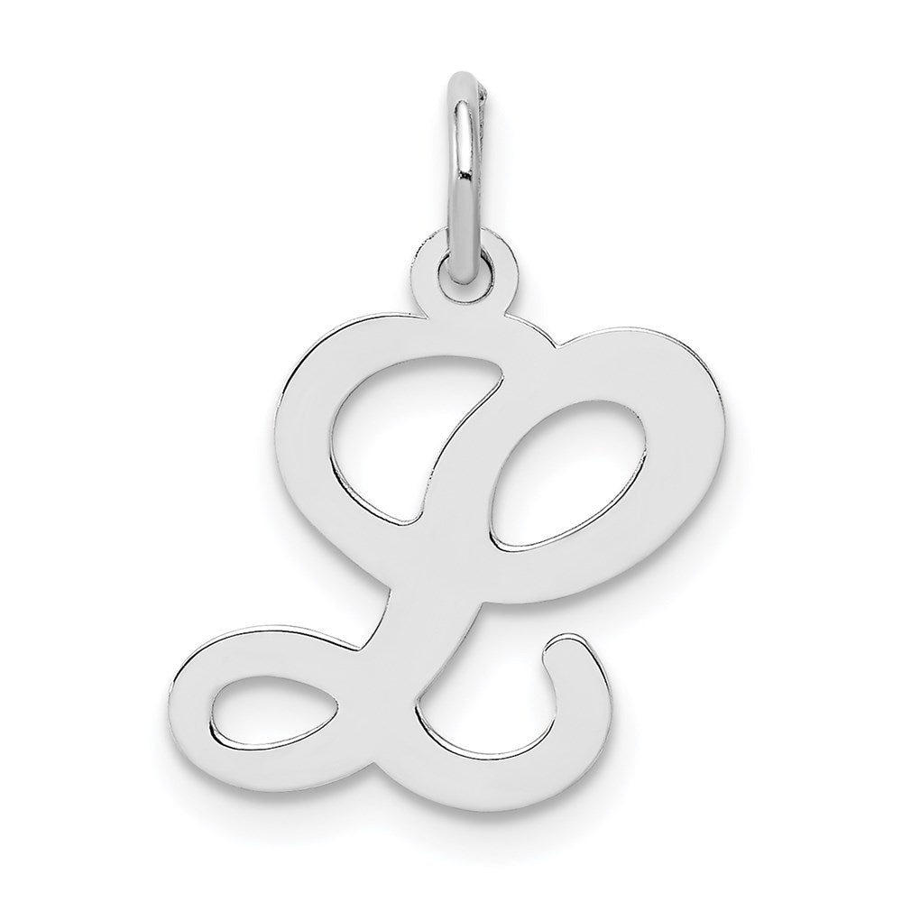 Sterling Silver, Sophia Collection, Small Script Initial L Pendant, Item P10438-L by The Black Bow Jewelry Co.