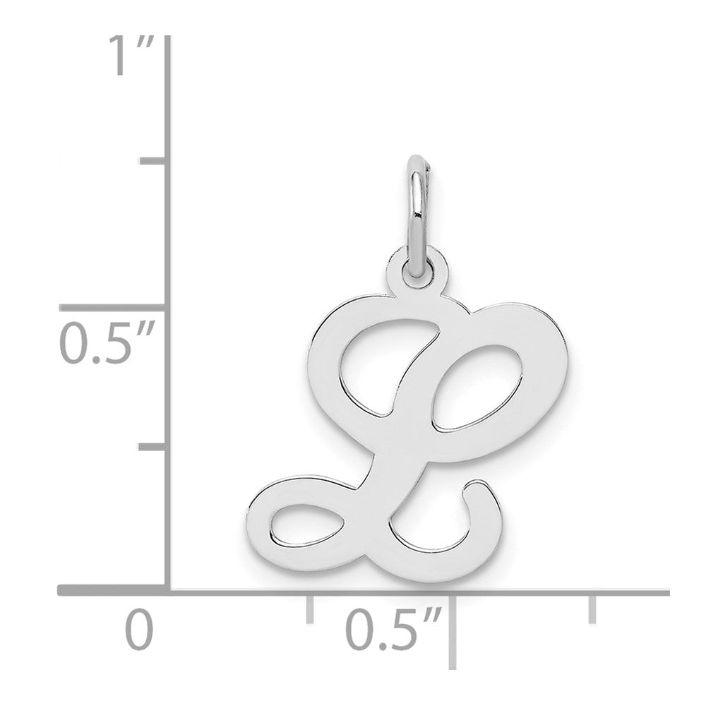 Alternate view of the Sterling Silver, Sophia Collection, Small Script Initial L Pendant by The Black Bow Jewelry Co.