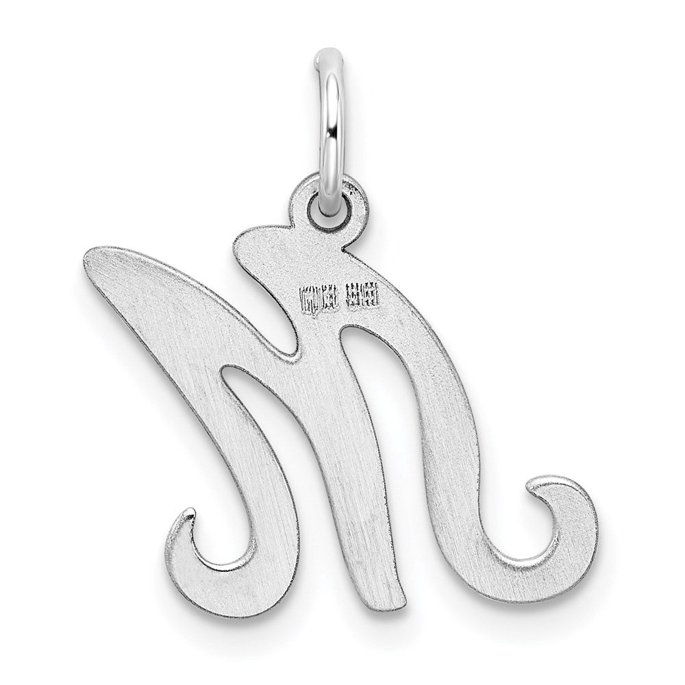 Alternate view of the Sterling Silver, Sophia Collection, Small Script Initial M Pendant by The Black Bow Jewelry Co.