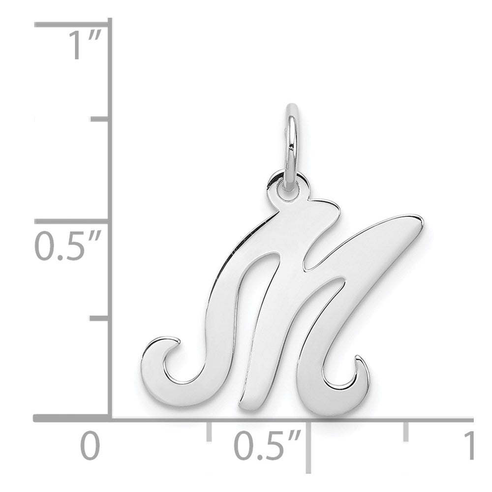 Alternate view of the Sterling Silver, Sophia Collection, Small Script Initial M Pendant by The Black Bow Jewelry Co.