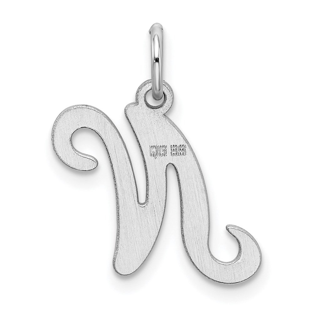 Alternate view of the Sterling Silver, Sophia Collection, Small Script Initial N Pendant by The Black Bow Jewelry Co.