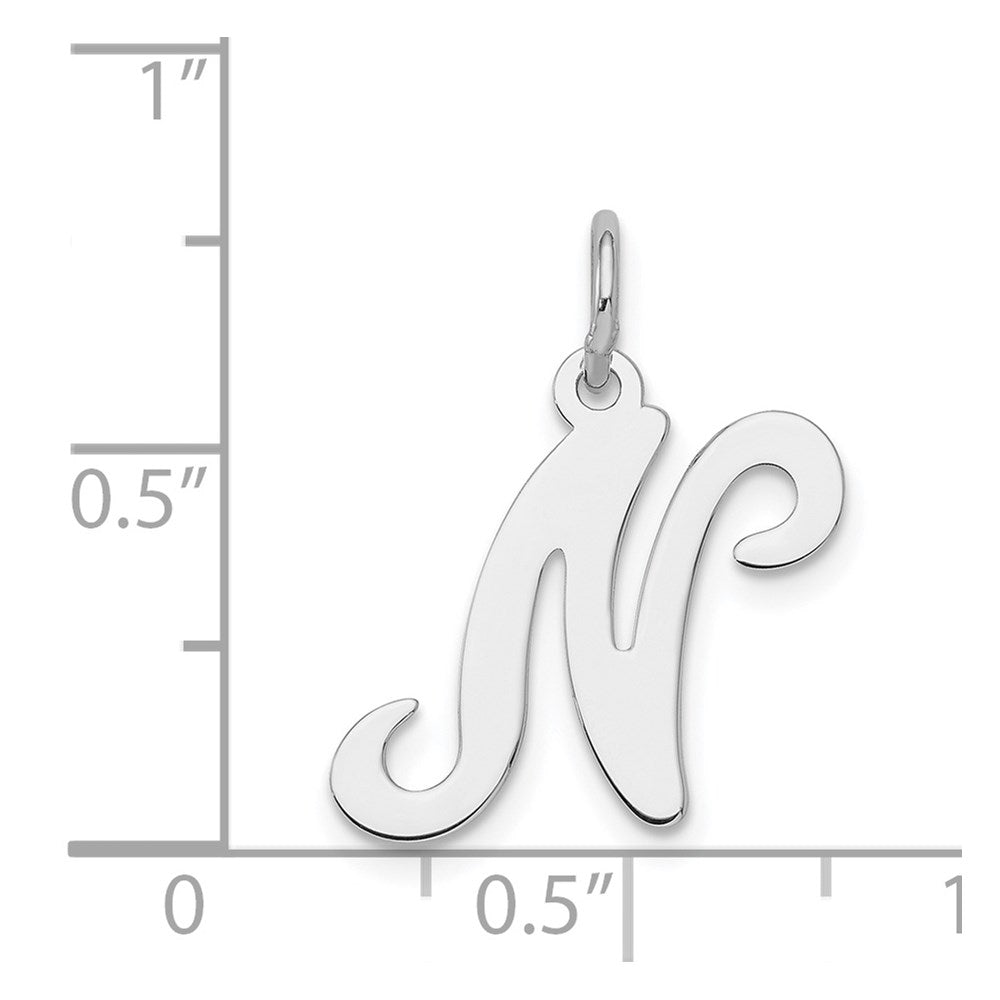 Alternate view of the Sterling Silver, Sophia Collection, Small Script Initial N Pendant by The Black Bow Jewelry Co.