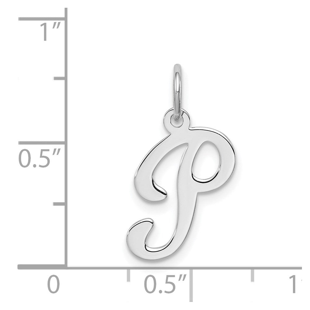 Alternate view of the Sterling Silver, Sophia Collection, Small Script Initial P Pendant by The Black Bow Jewelry Co.