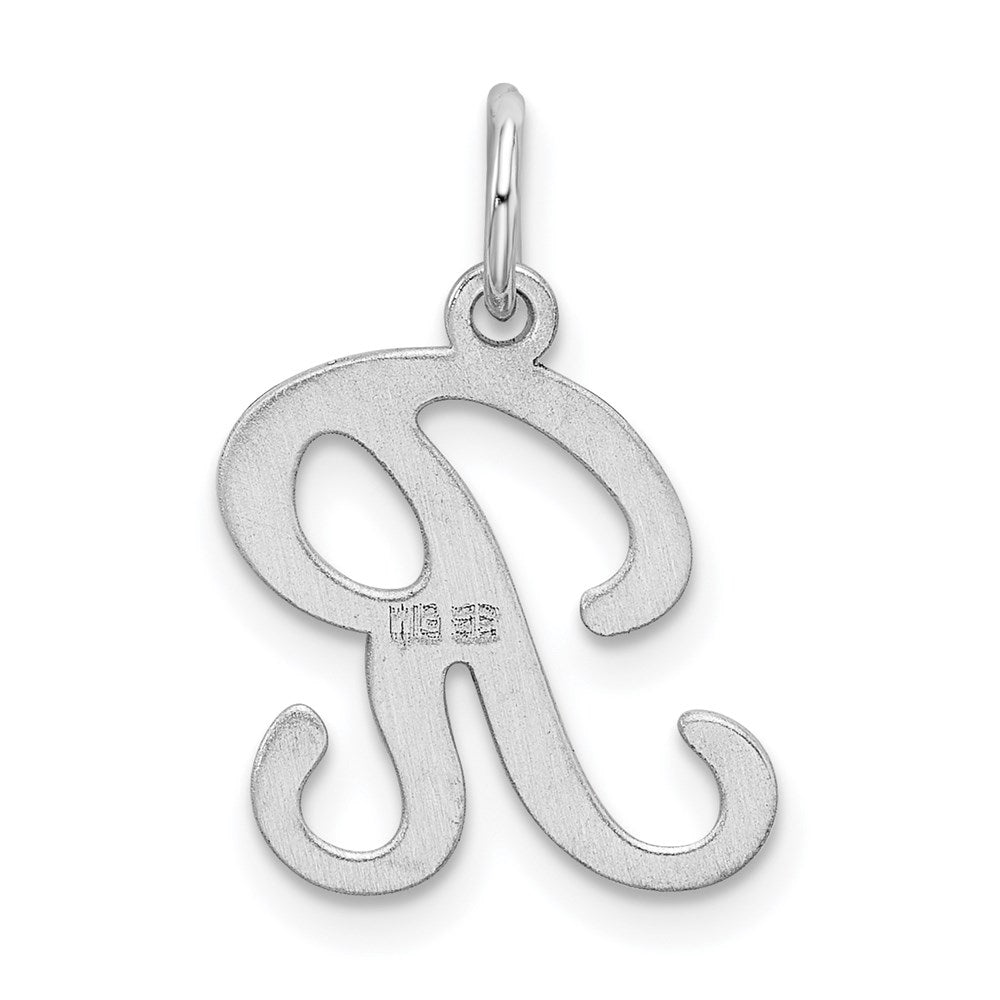 Alternate view of the Sterling Silver, Sophia Collection, Small Script Initial R Pendant by The Black Bow Jewelry Co.
