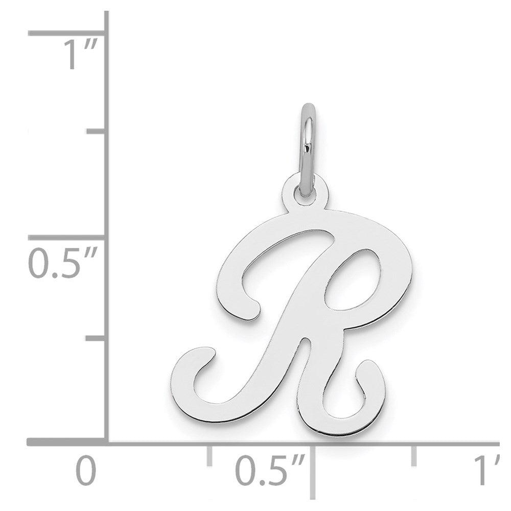 Alternate view of the Sterling Silver, Sophia Collection, Small Script Initial R Pendant by The Black Bow Jewelry Co.